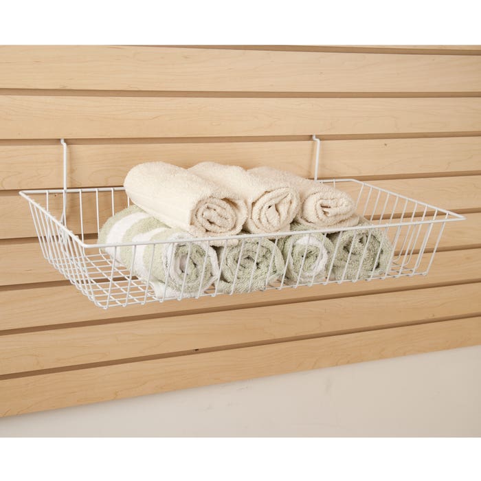 Double Sloping Slatwall Wire Basket (24" wide x 10" deep x 5" tall) - Pack of 6