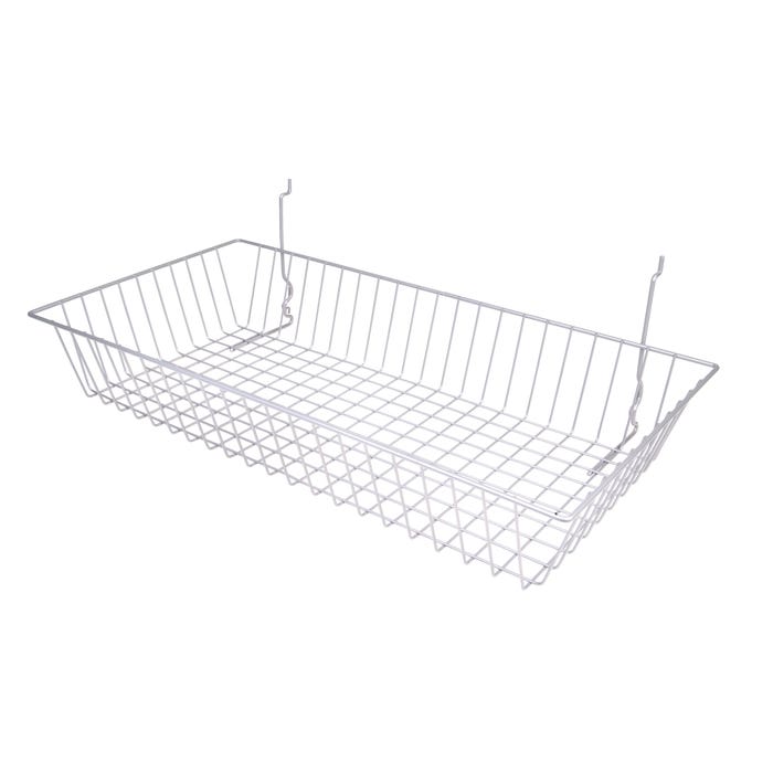 Shallow Slatwall Wire Basket (24" wide x 12" deep x 4" tall) - Pack of 6