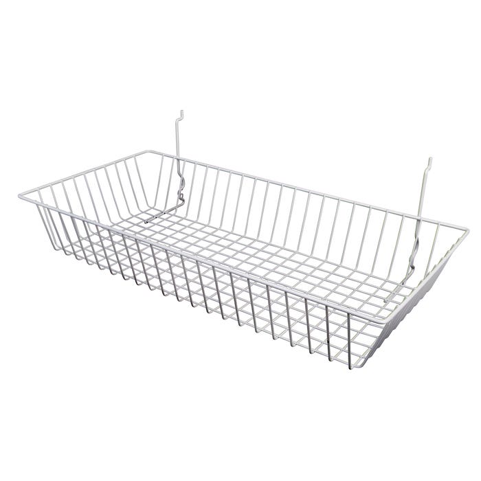 Shallow Slatwall Wire Basket (24" wide x 12" deep x 4" tall) - Pack of 6