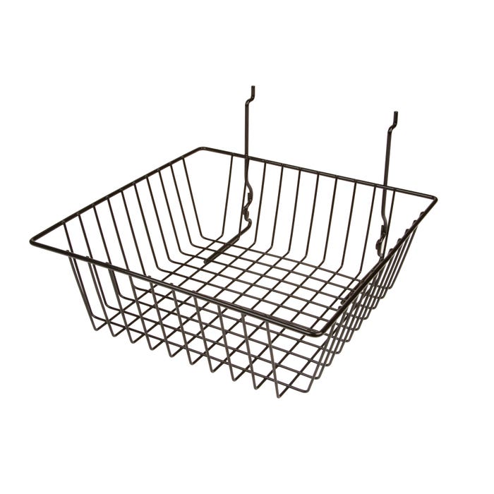 Small Slatwall Wire Basket (12" wide x 12" deep" x 4" tall) - Pack of 6