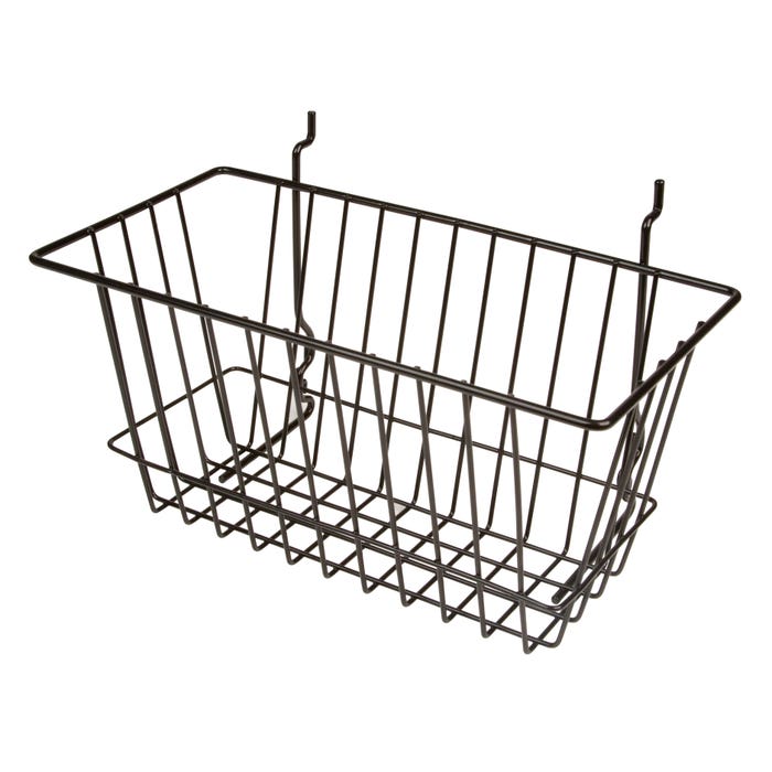 Narrow Slatwall Wire Basket (12" wide x 6" deep x 6" tall) - Pack of 6