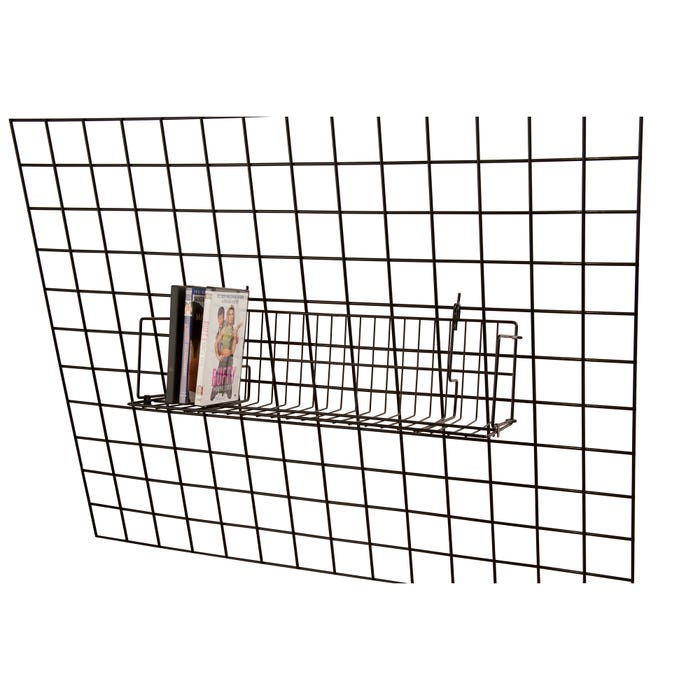 Small Slatwall Wire Video Shelf (24" wide x 6.5" deep x 6.5" tall) - Pack of 10